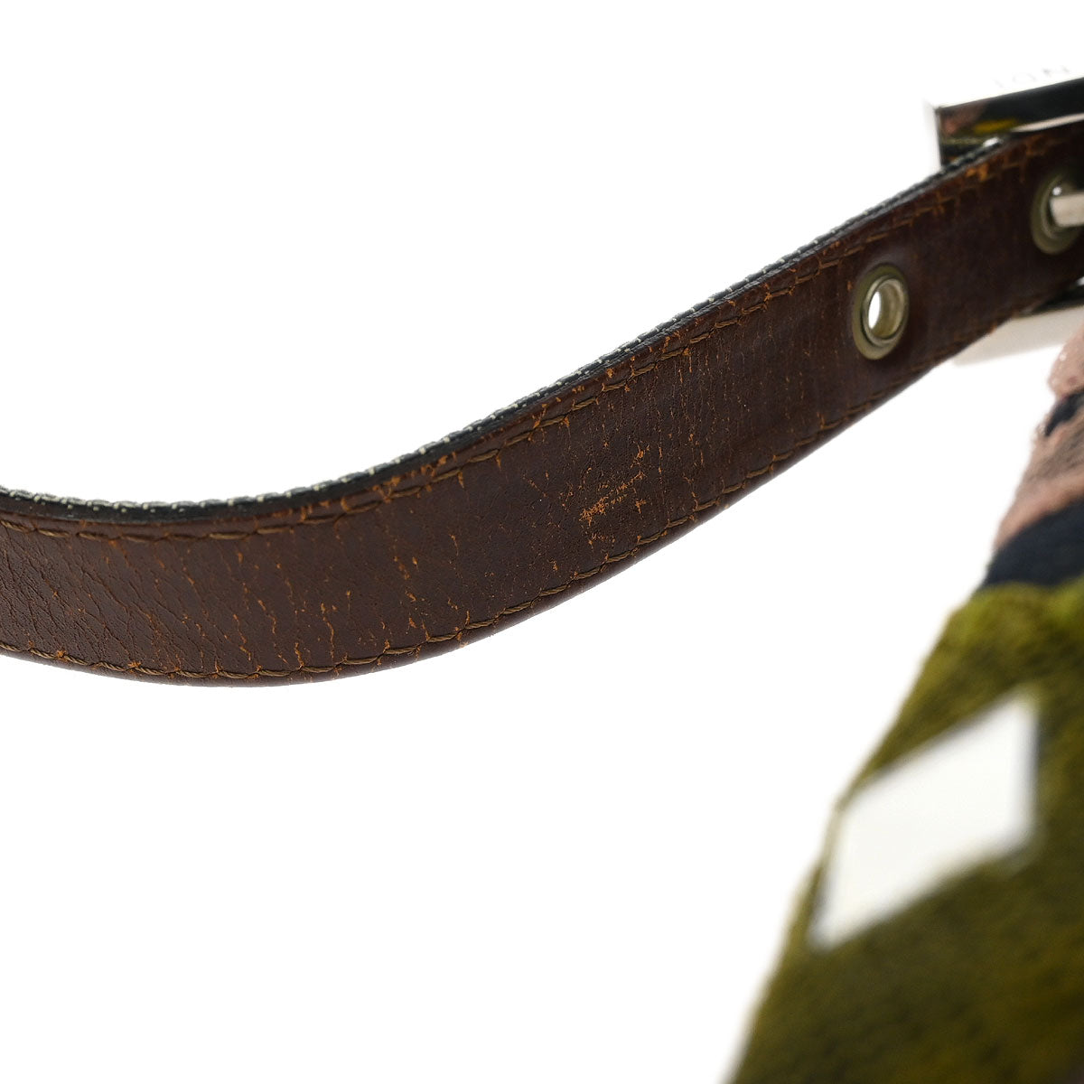 Fendi Navy Denim Floral Baguette Handbag