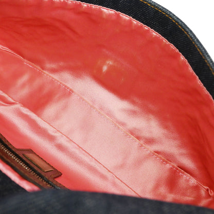 Fendi Navy Denim Floral Baguette Handbag