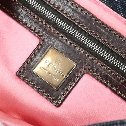 Fendi Navy Denim Floral Baguette Handbag