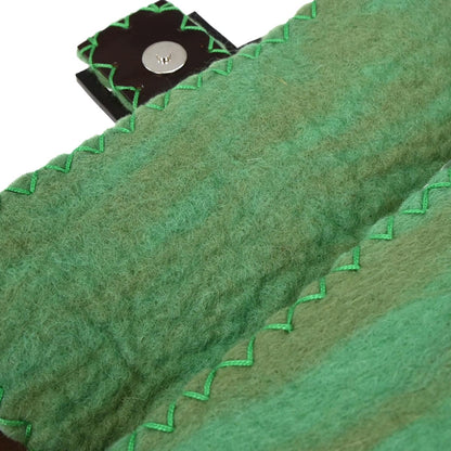 Fendi Green Wool Floral Baguette Handbag