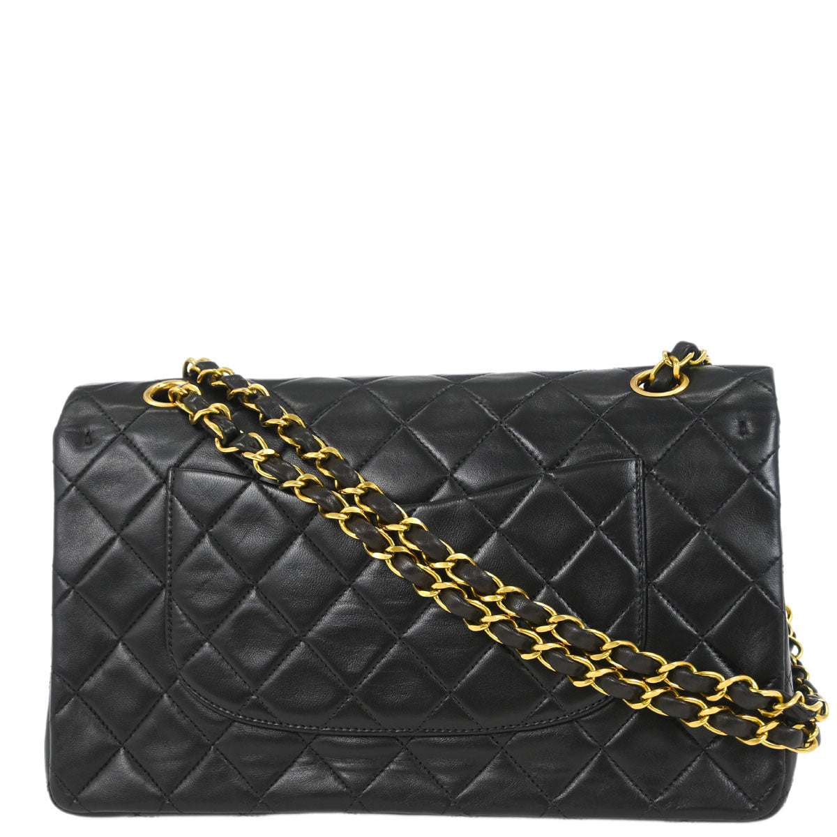 Chanel 1994-1996 Black Lambskin Medium Classic Double Flap Shoulder Bag