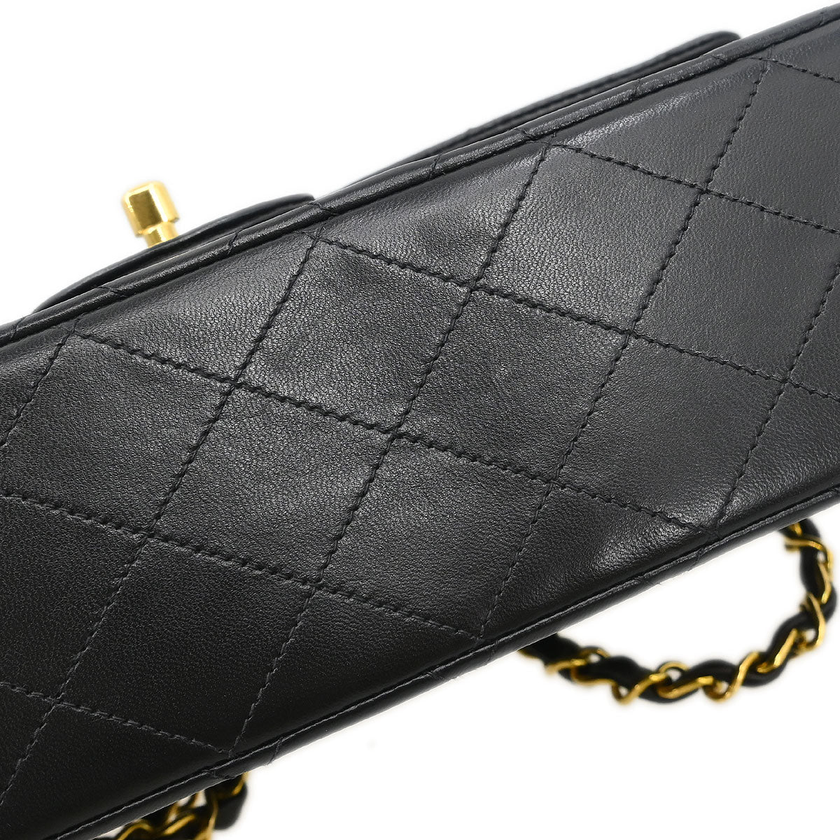 Chanel 1994-1996 Black Lambskin Medium Classic Double Flap Shoulder Bag