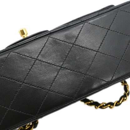 Chanel 1994-1996 Black Lambskin Medium Classic Double Flap Shoulder Bag