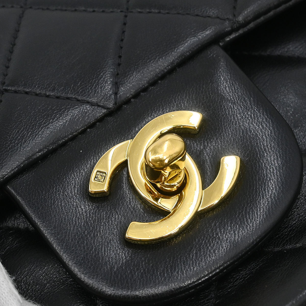 Chanel 1994-1996 Black Lambskin Medium Classic Double Flap Shoulder Bag