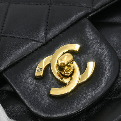 Chanel 1994-1996 Black Lambskin Medium Classic Double Flap Shoulder Bag