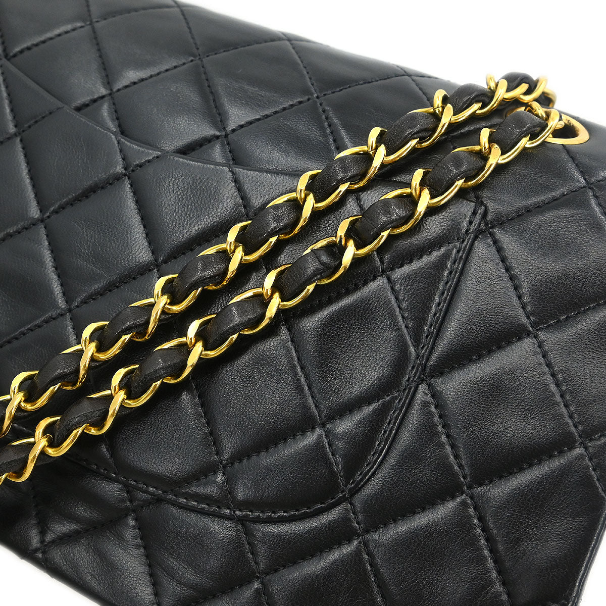 Chanel 1994-1996 Black Lambskin Medium Classic Double Flap Shoulder Bag