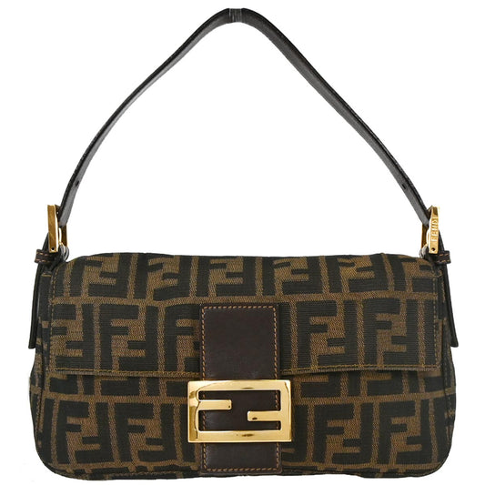 Fendi Brown Canvas Zucca Baguette Handbag