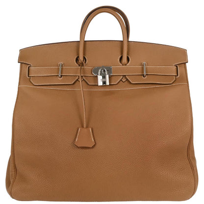 Hermes Gold Taurillon Clemence Haut a Courroies 50 Handbag
