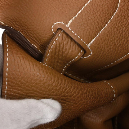 Hermes Gold Taurillon Clemence Haut a Courroies 50 Handbag