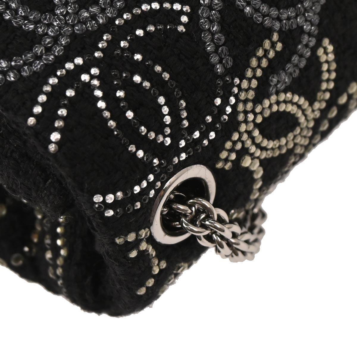 Chanel 2010-2011 Black Tweed Strass Paris-Shanghai Pudong Mini Flap Bag