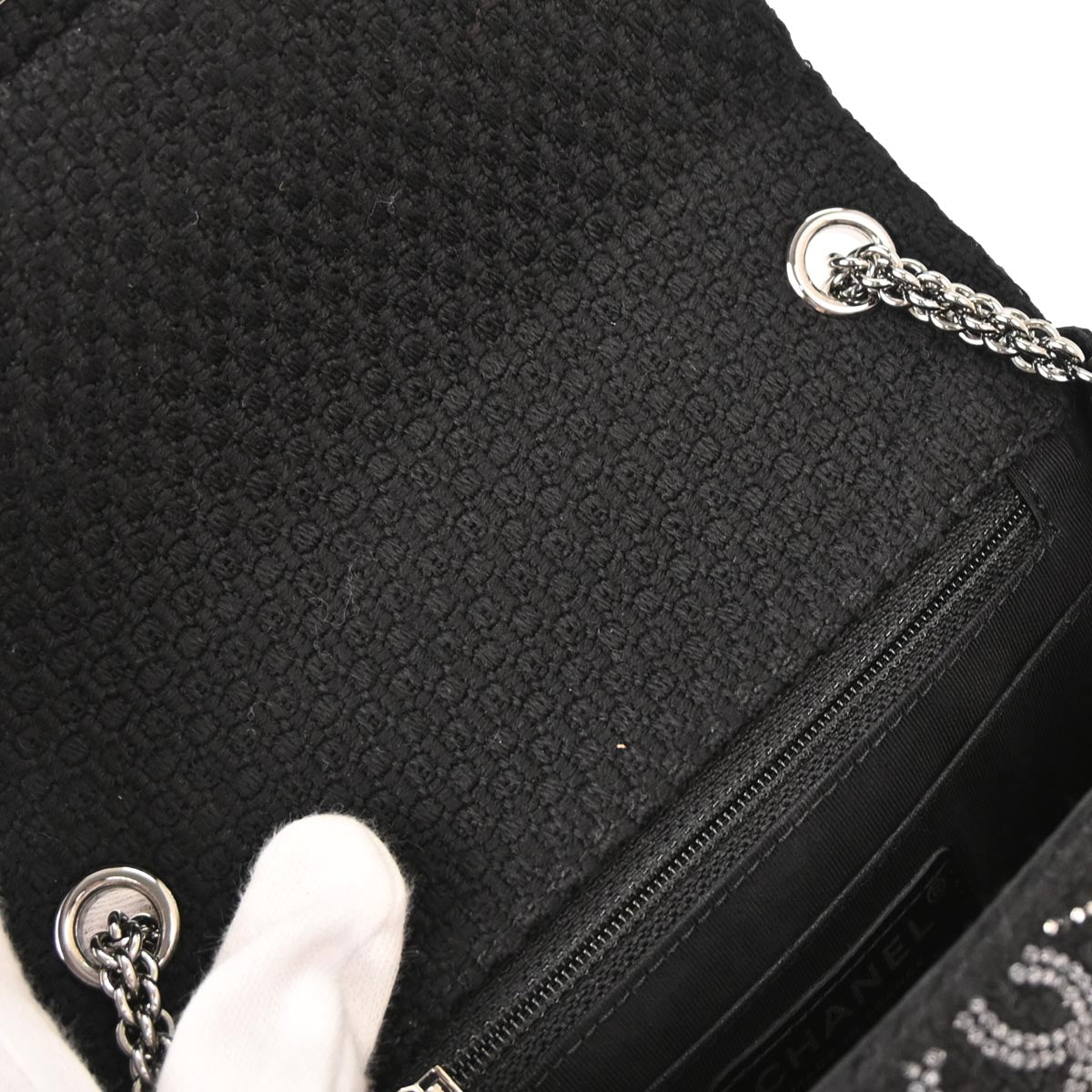 Chanel 2010-2011 Black Tweed Strass Paris-Shanghai Pudong Mini Flap Bag