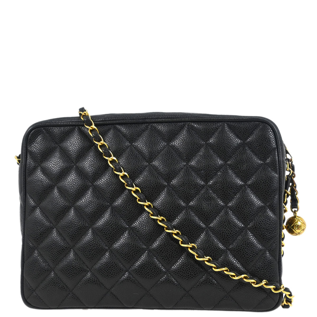 Chanel 1996-1997 Black Caviar Camera Bag Large