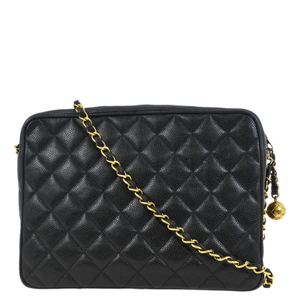 Chanel 1996-1997 Black Caviar Camera Bag Large