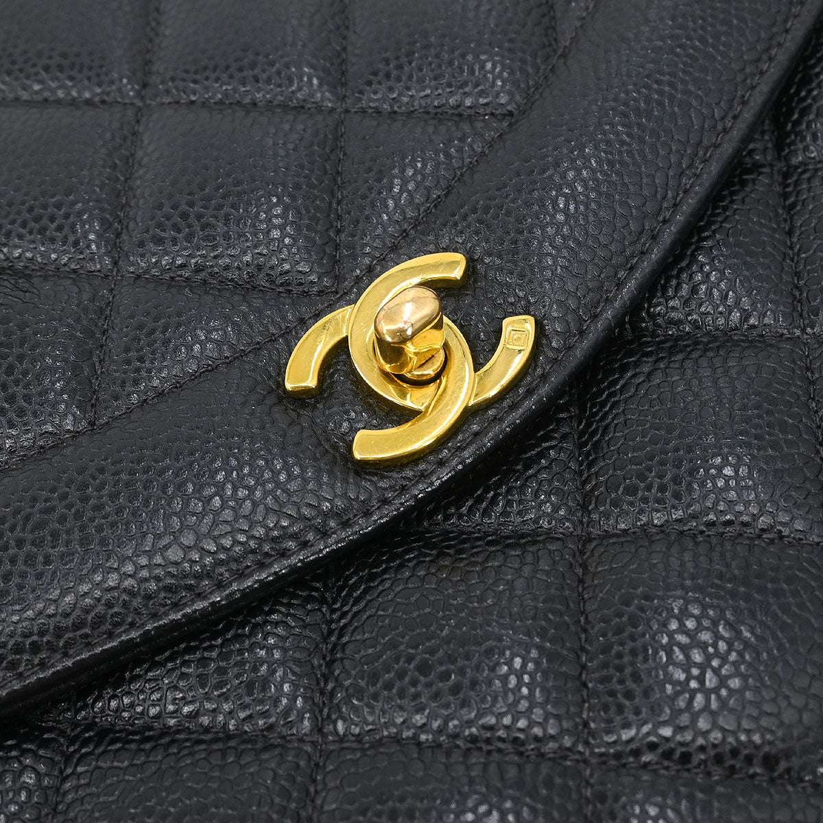 Chanel 1996-1997 Black Caviar Camera Bag Large