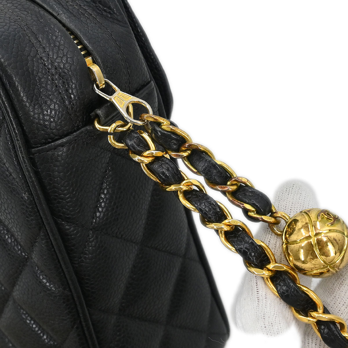 Chanel 1996-1997 Black Caviar Camera Bag Large