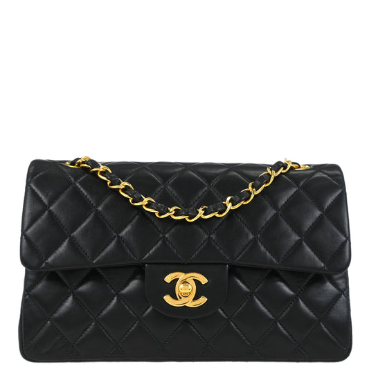 Chanel 2000-2002 Black Lambskin Small Classic Double Flap Shoulder Bag
