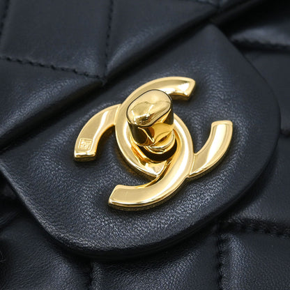 Chanel 2000-2002 Black Lambskin Small Classic Double Flap Shoulder Bag
