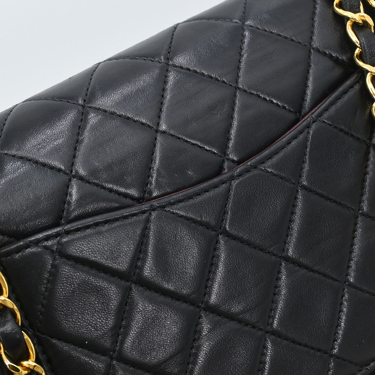 Chanel 2000-2002 Black Lambskin Small Classic Double Flap Shoulder Bag