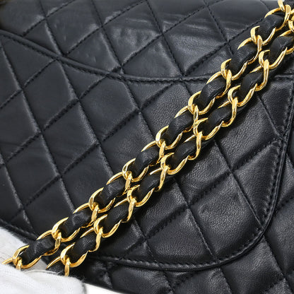 Chanel 2000-2002 Black Lambskin Small Classic Double Flap Shoulder Bag