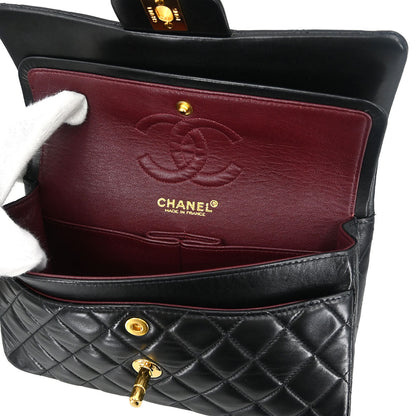 Chanel 2000-2002 Black Lambskin Small Classic Double Flap Shoulder Bag