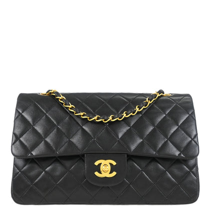 Chanel 1994-1996 Black Lambskin Medium Classic Double Flap Shoulder Bag