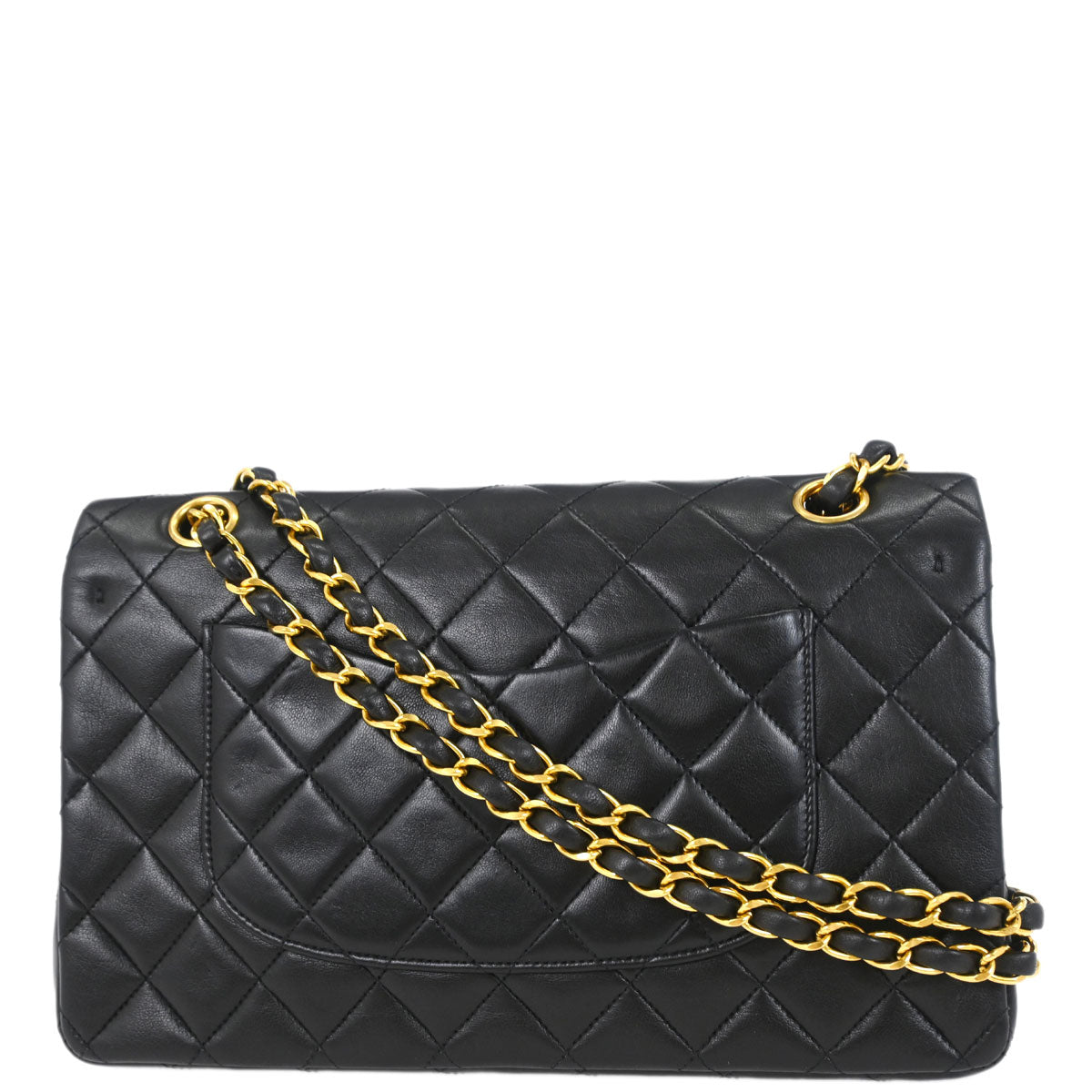 Chanel 1994-1996 Black Lambskin Medium Classic Double Flap Shoulder Bag