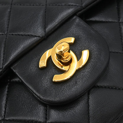 Chanel 1994-1996 Black Lambskin Medium Classic Double Flap Shoulder Bag