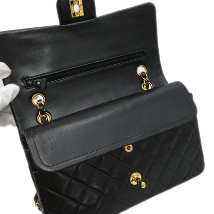 Chanel 1994-1996 Black Lambskin Medium Classic Double Flap Shoulder Bag