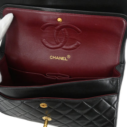 Chanel 1994-1996 Black Lambskin Medium Classic Double Flap Shoulder Bag