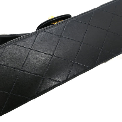 Chanel 2000-2002 Black Lambskin Medium Classic Double Flap Shoulder Bag