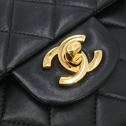 Chanel 2000-2002 Black Lambskin Medium Classic Double Flap Shoulder Bag
