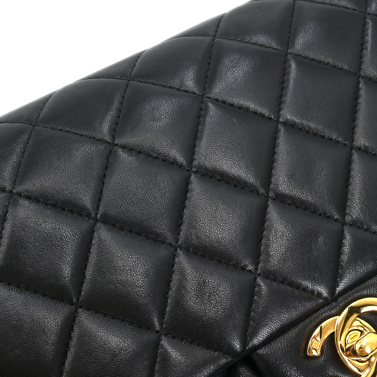 Chanel 2000-2002 Black Lambskin Medium Classic Double Flap Shoulder Bag