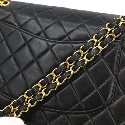 Chanel 2000-2002 Black Lambskin Medium Classic Double Flap Shoulder Bag
