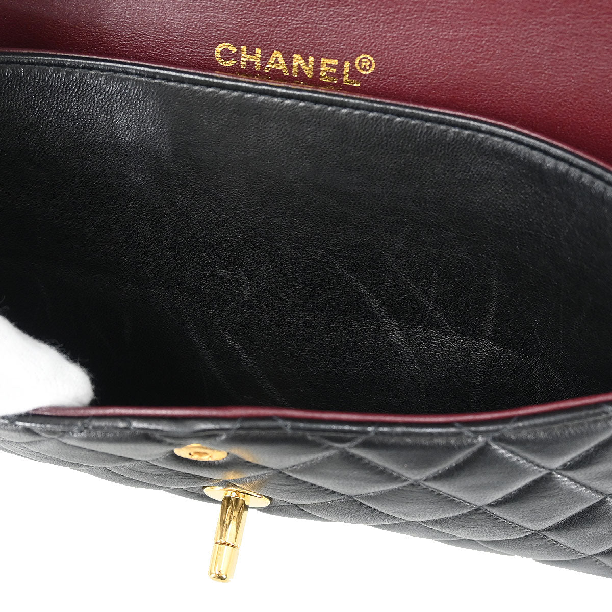 Chanel 2000-2002 Black Lambskin Medium Classic Double Flap Shoulder Bag