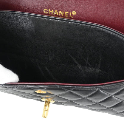 Chanel 2000-2002 Black Lambskin Medium Classic Double Flap Shoulder Bag