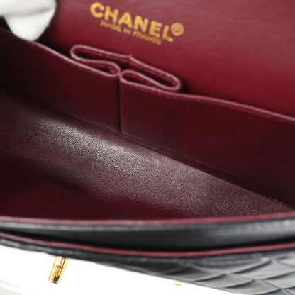 Chanel 2000-2002 Black Lambskin Medium Classic Double Flap Shoulder Bag