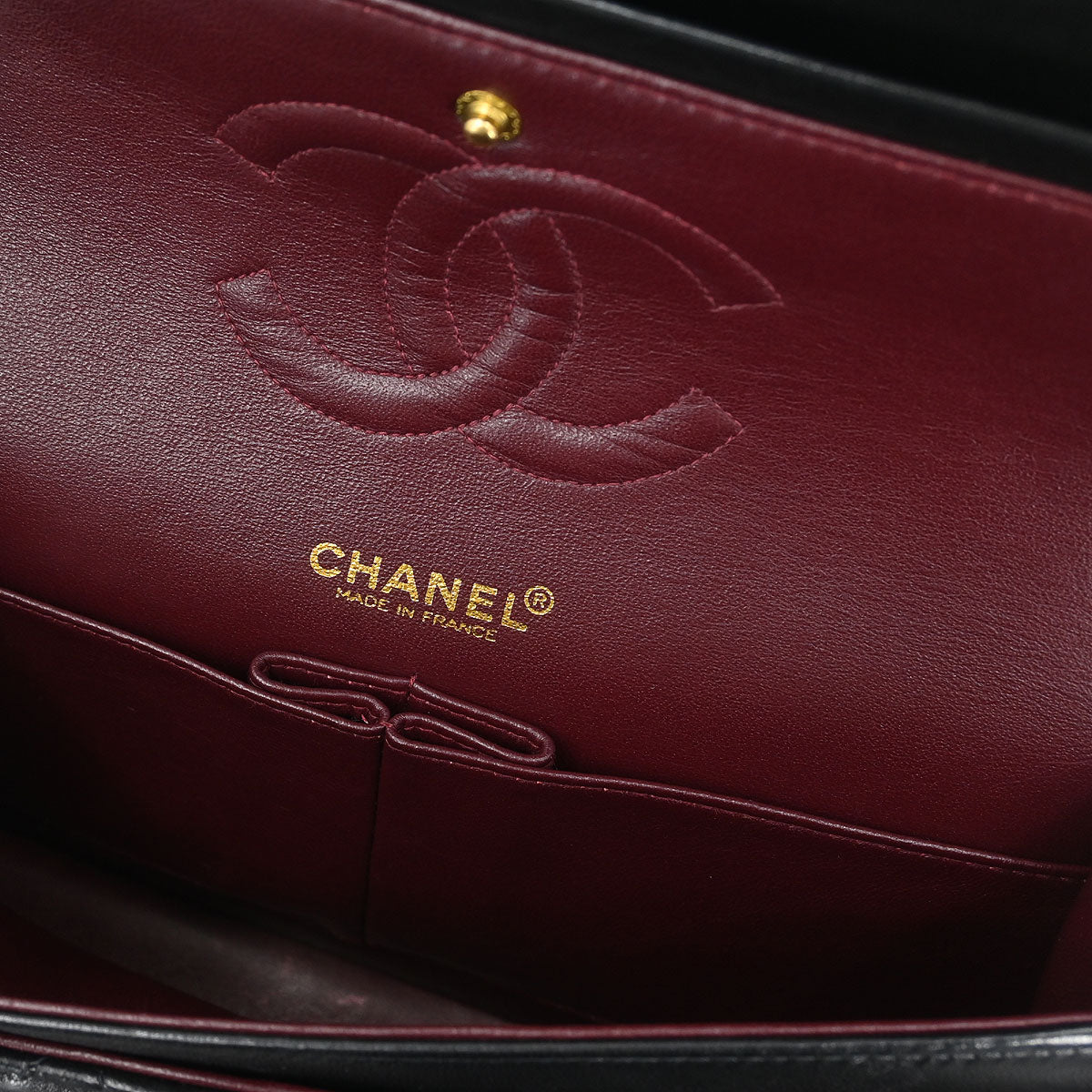 Chanel 2000-2002 Black Lambskin Medium Classic Double Flap Shoulder Bag