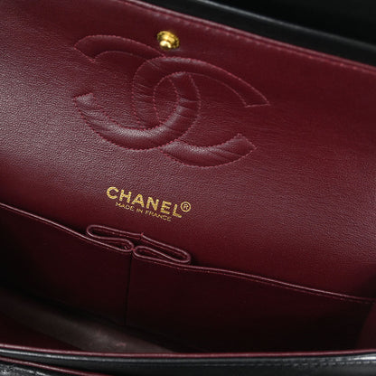 Chanel 2000-2002 Black Lambskin Medium Classic Double Flap Shoulder Bag