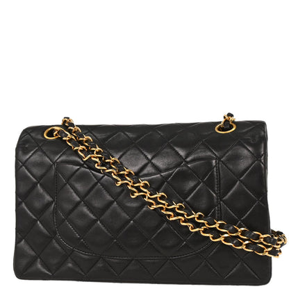 Chanel 1996-1997 Black Lambskin Medium Classic Double Flap Shoulder Bag