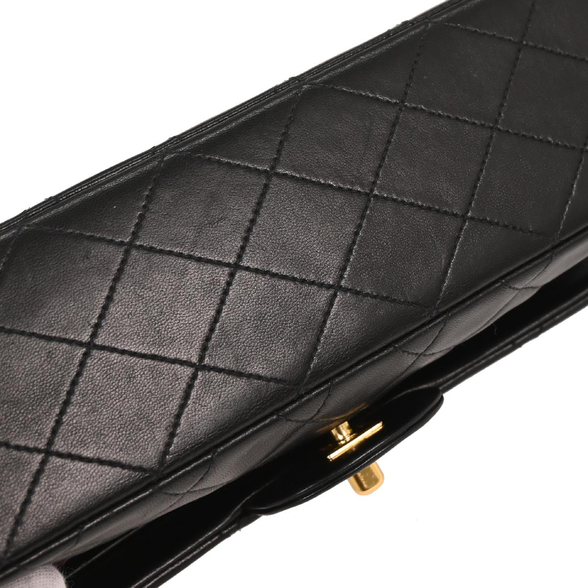 Chanel 1996-1997 Black Lambskin Medium Classic Double Flap Shoulder Bag