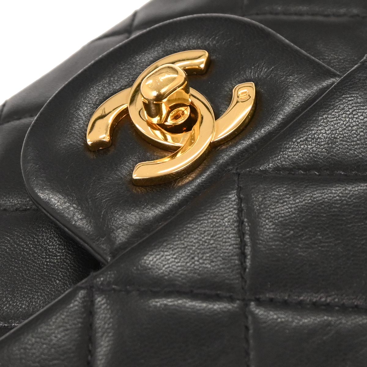 Chanel 1996-1997 Black Lambskin Medium Classic Double Flap Shoulder Bag