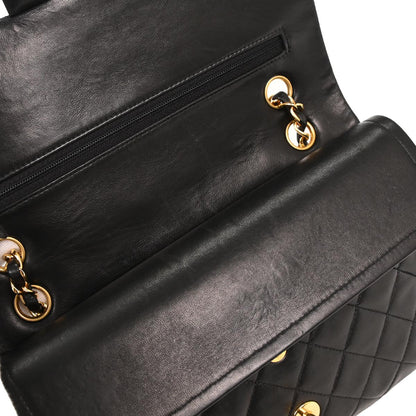 Chanel 1996-1997 Black Lambskin Medium Classic Double Flap Shoulder Bag