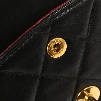 Chanel 1996-1997 Black Lambskin Medium Classic Double Flap Shoulder Bag