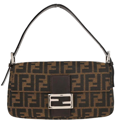 Fendi Brown Canvas Zucca Baguette Handbag