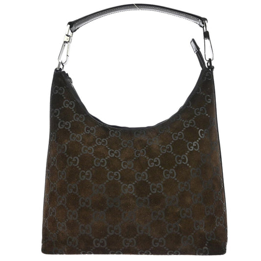 Gucci Brown Suede GG Hobo Handbag