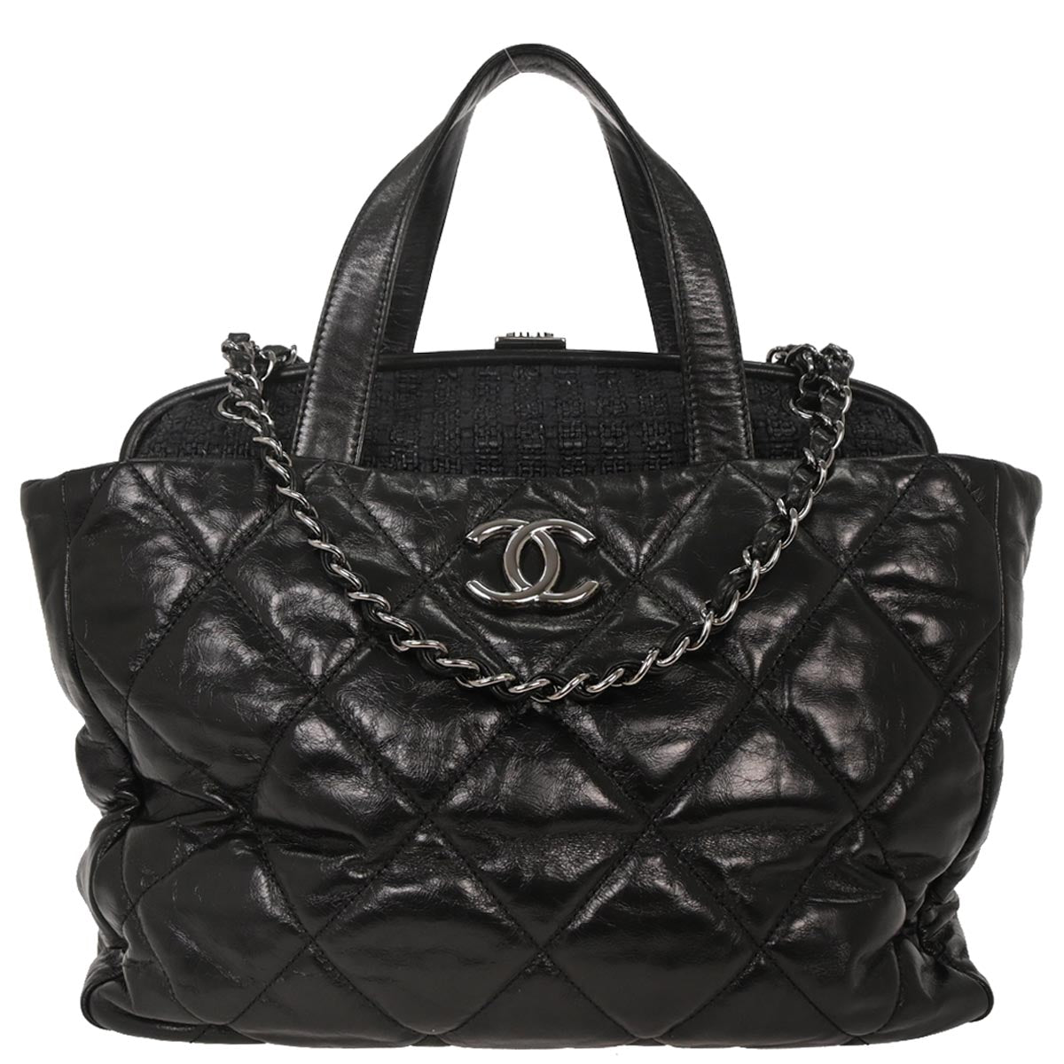 Chanel 2008-2009 Black Calfskin Portobello 2way Shoulder Handbag
