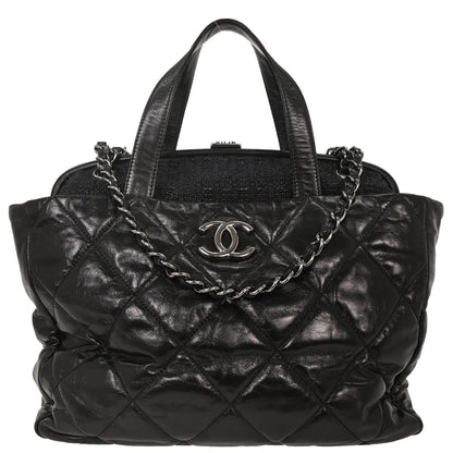 Chanel 2008-2009 Black Calfskin Portobello 2way Shoulder Handbag