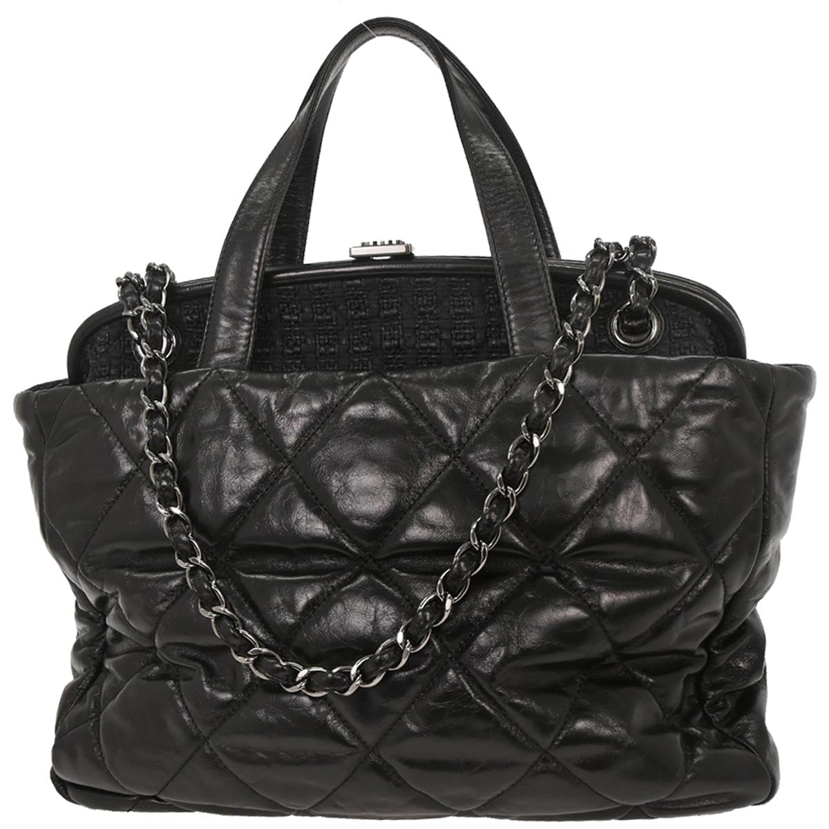 Chanel 2008-2009 Black Calfskin Portobello 2way Shoulder Handbag
