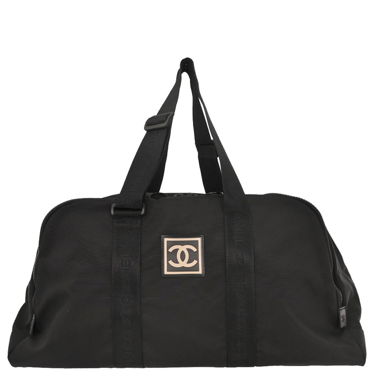 Chanel 2002-2003 Black Nylon Sport Line Duffle Gym Handbag