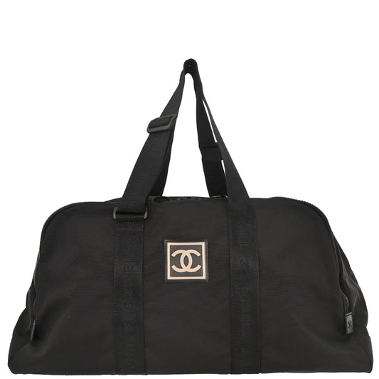 Chanel 2002-2003 Black Nylon Sport Line Duffle Gym Handbag